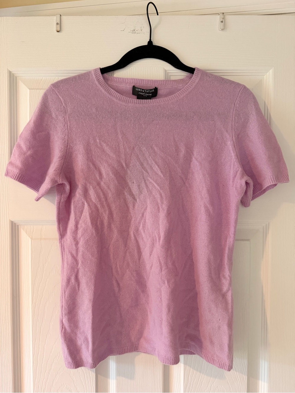 Vintage Lord & Taylor Lavender Short Sleeve Cashmere Sweater